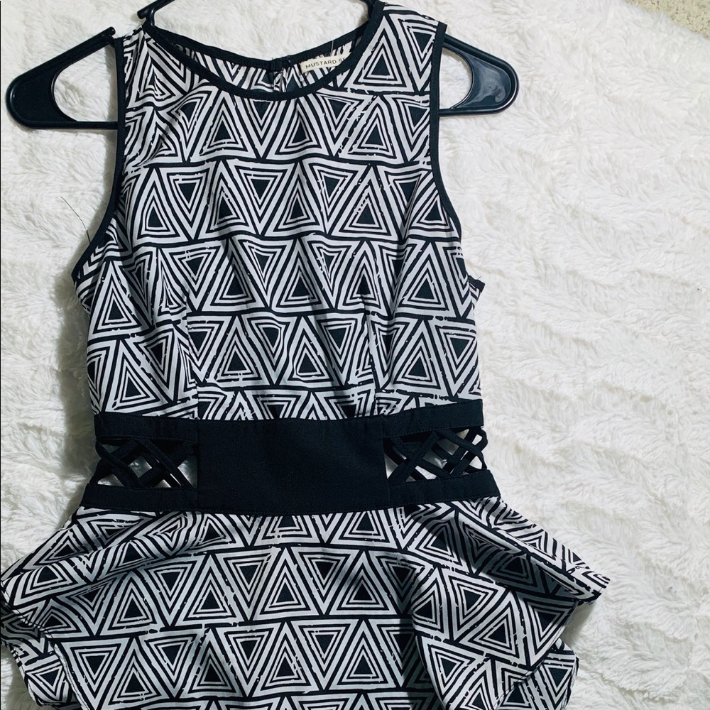 Black and White Peplum Top